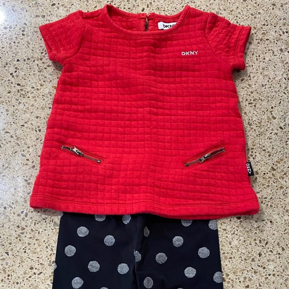 DKNY - Top & Bottom - Girls 3T - Red/Black Dots